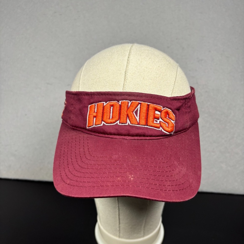 Vintage Starter Virginia Tech Hokies Sun Visor Hat Maroon Orange Embroidered Y2K